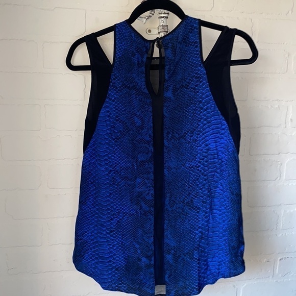 Rebecca Taylor shirt python tank w/ split trim‎ in cobalt size 2 NWT - Picture 6 of 9
